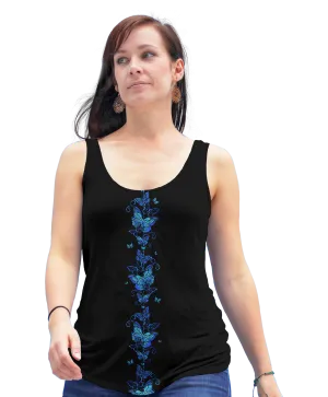 Blue Butterflies Flowy Racerback Tank Top