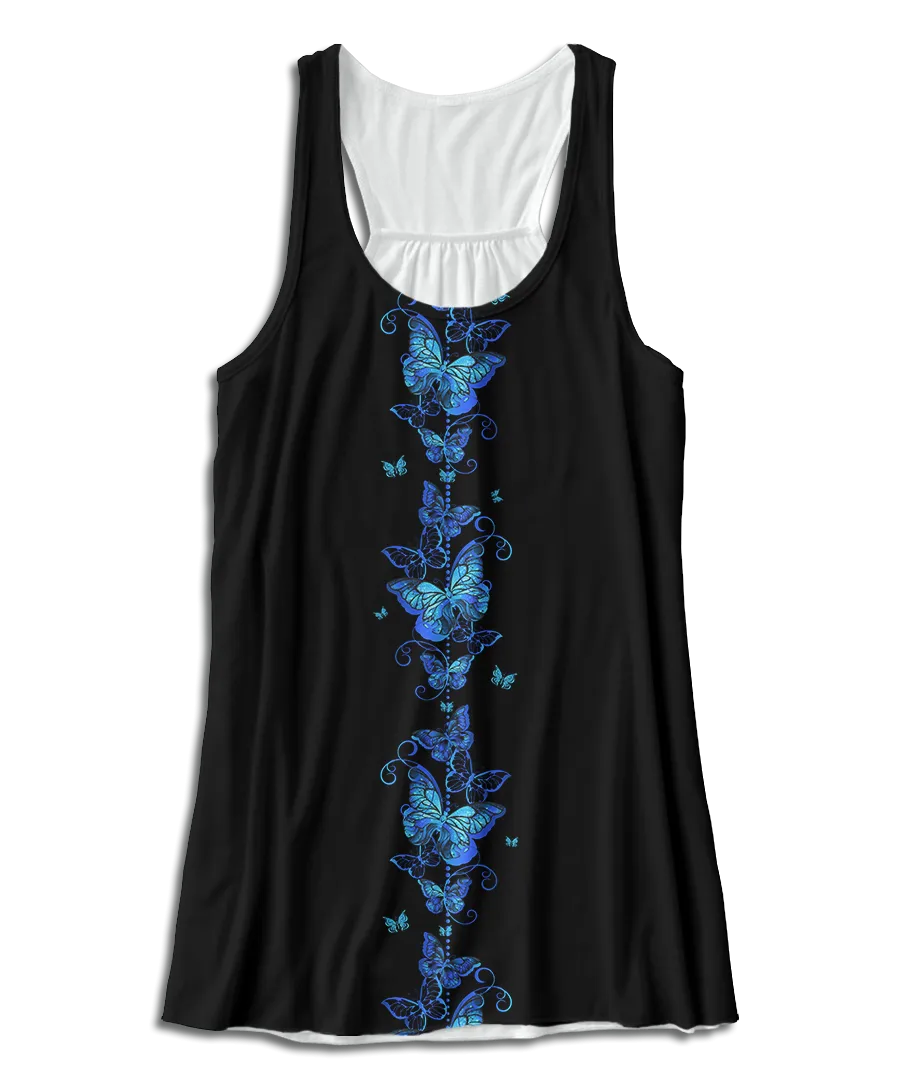 Blue Butterflies Flowy Racerback Tank Top