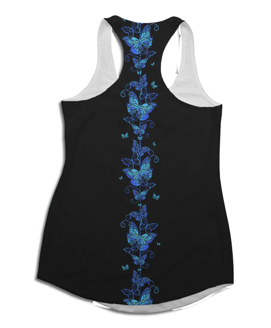 Blue Butterflies Flowy Racerback Tank Top
