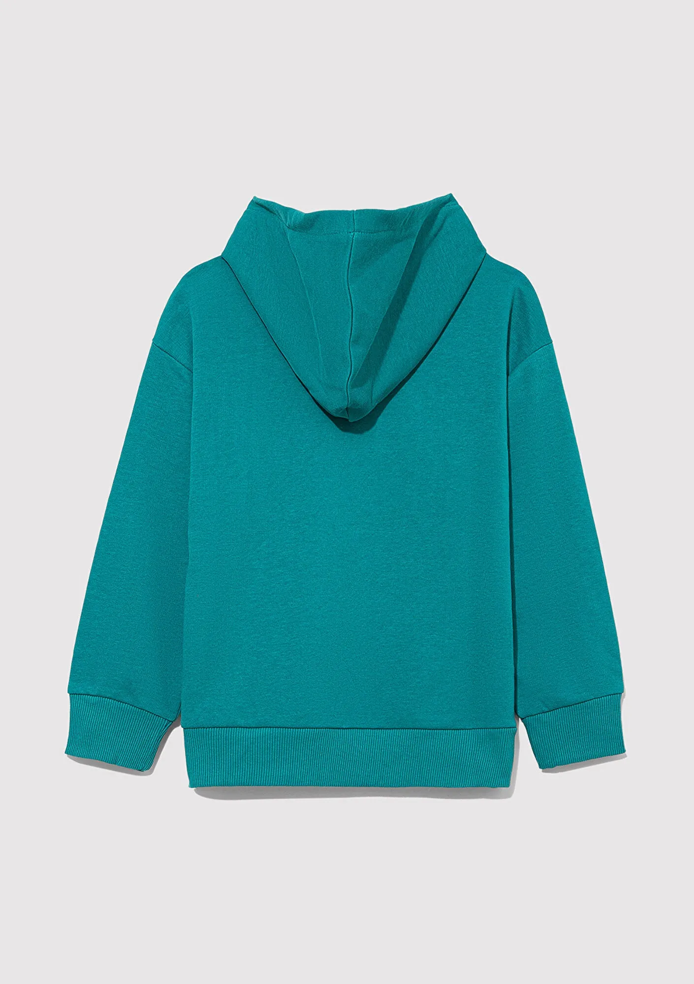 Blue Printed Hooded Green T-Shirt