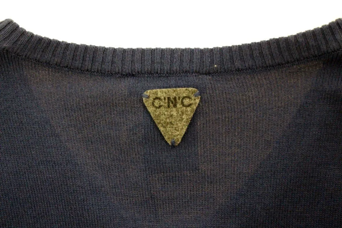 Blue wool V-neck sweater