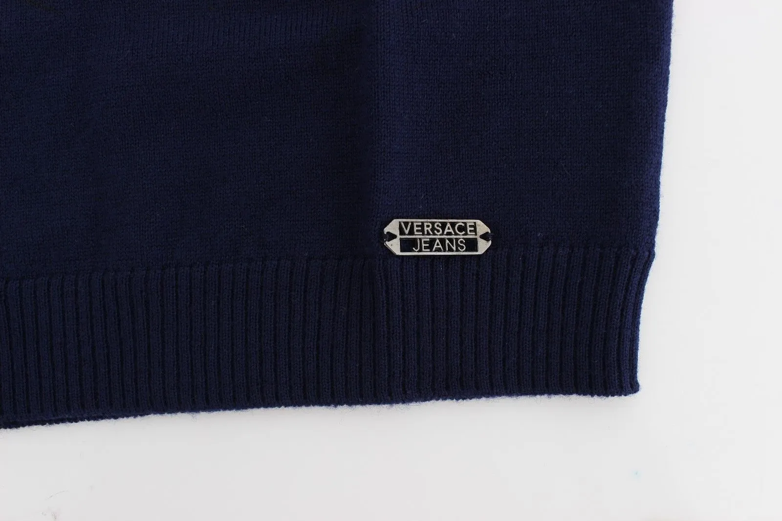 Blue Wool V-neck Sweater