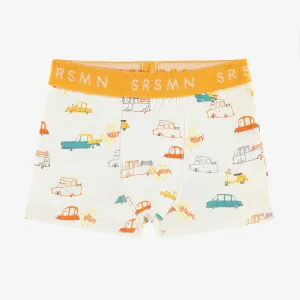 Boxer crème à motifs de voitures, enfant || Cream boxer shorts with cars all over print, child