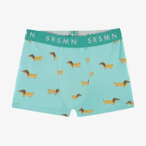 Boxer turquoise à motifs, enfant  || Turquoise boxer shorts with all over print, child