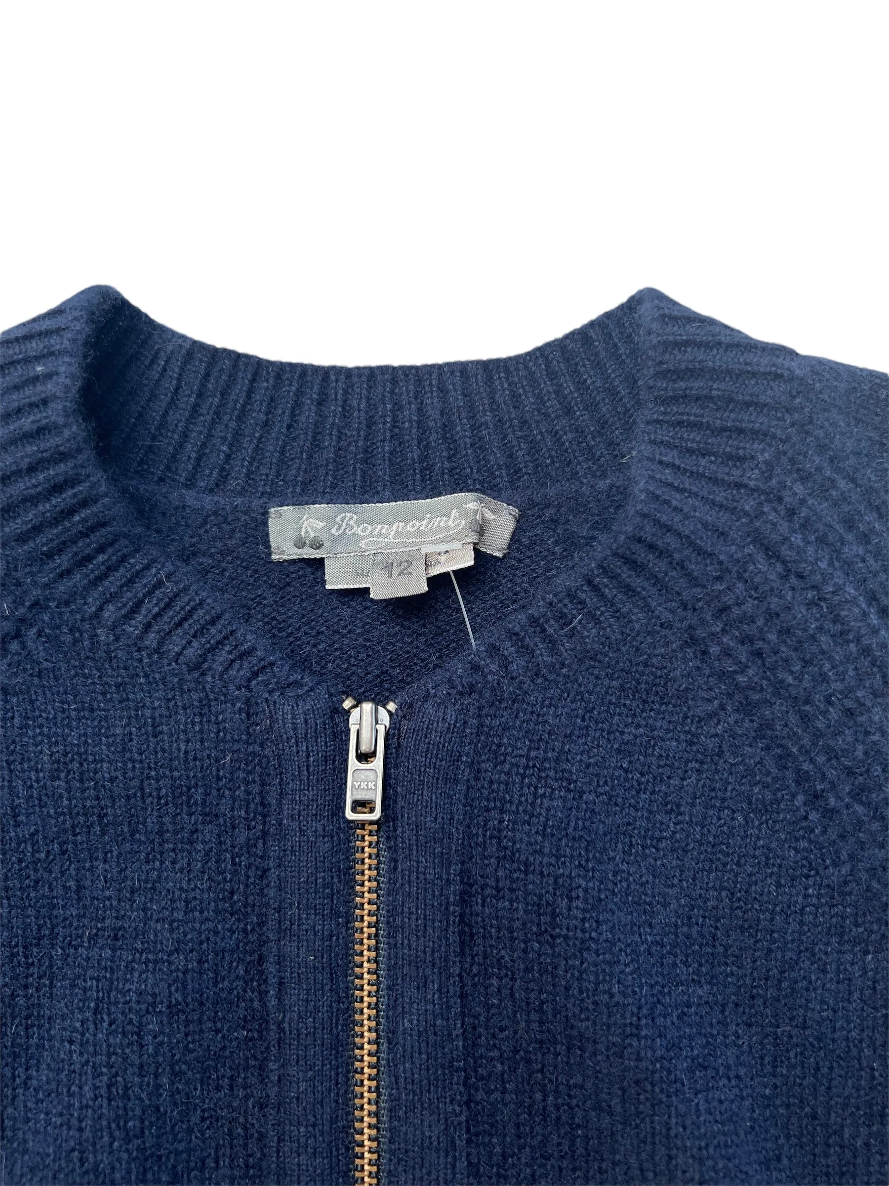 Boys Navy Cashmere Cardigan - 12