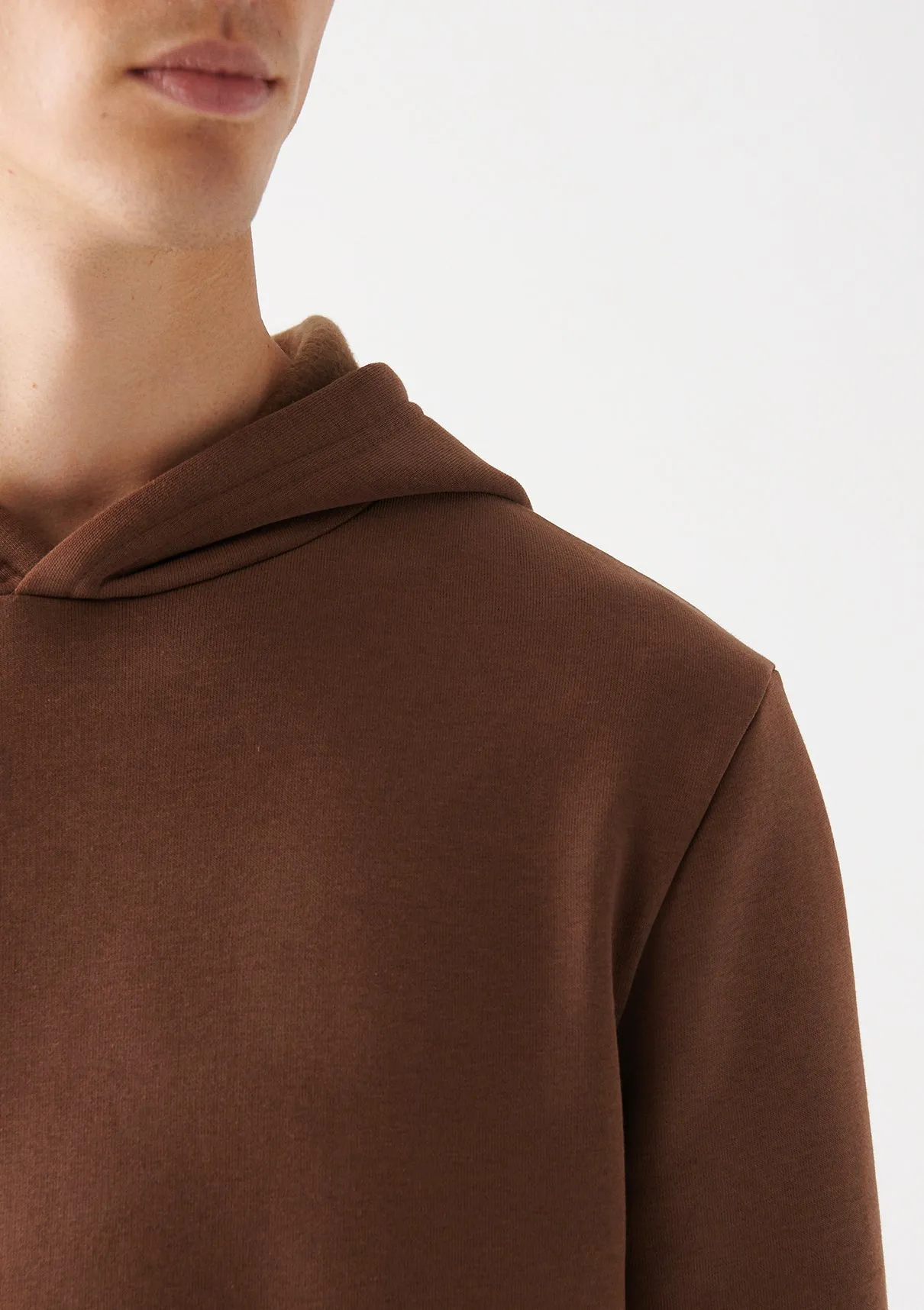 Brown Hooded Basic Sweatshirt