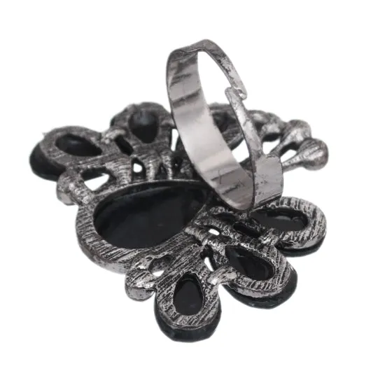 Brown Large Beaded Peacock Adjustable Ring