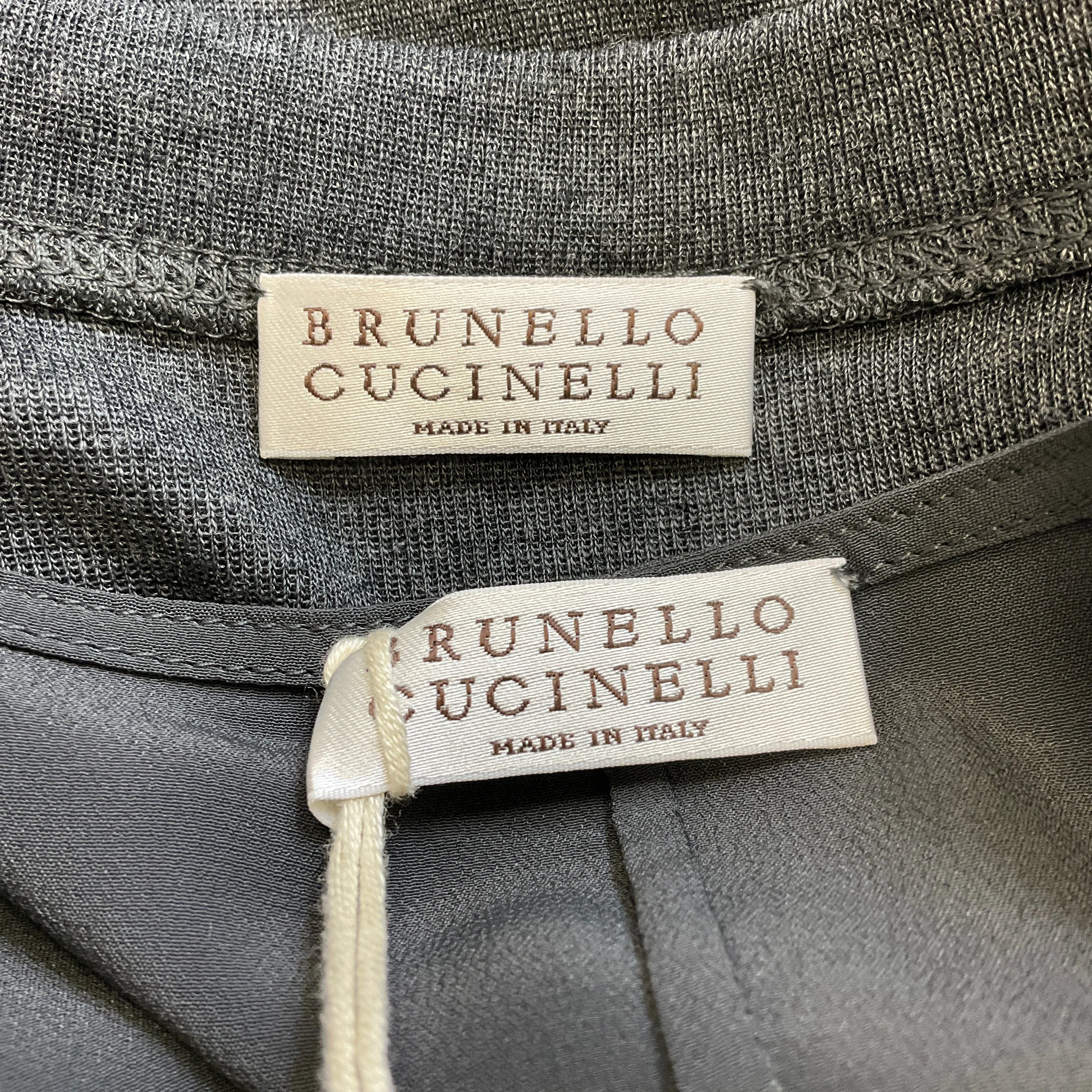Brunello Cucinelli Charcoal Grey / Black Mesh Tulle Hem Sleeveless Wool Top