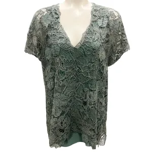 Brunello Cucinelli Mint Green Monili Bead Embellished Embroidered Crochet Knit Top