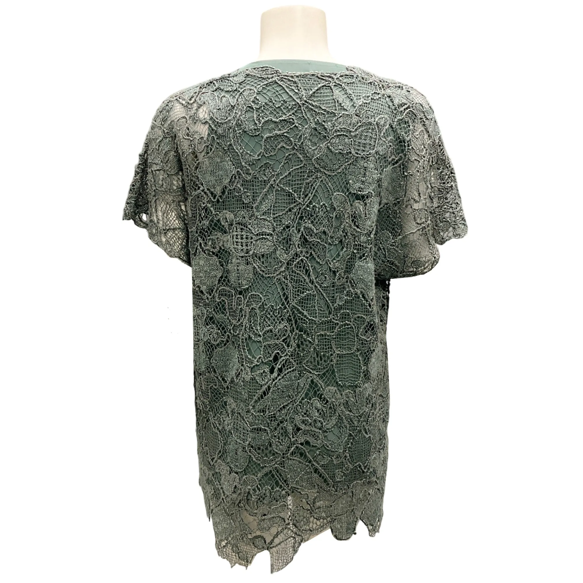 Brunello Cucinelli Mint Green Monili Bead Embellished Embroidered Crochet Knit Top