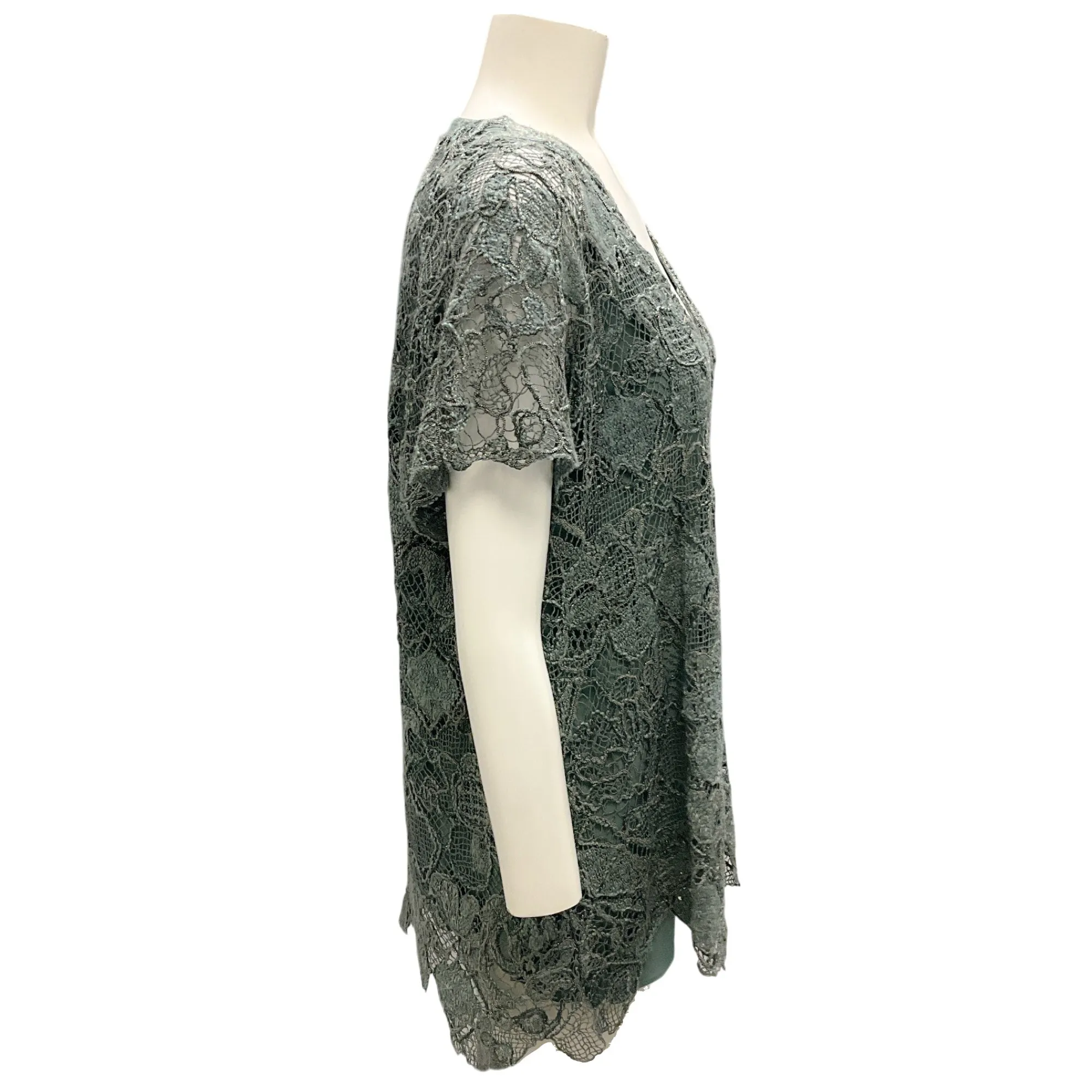Brunello Cucinelli Mint Green Monili Bead Embellished Embroidered Crochet Knit Top