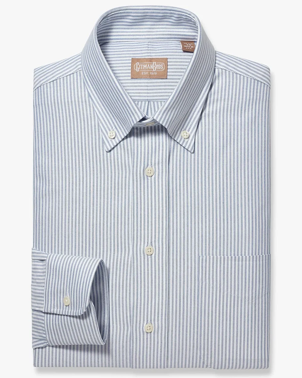 Button Down Oxford Blue Stripe - Classic