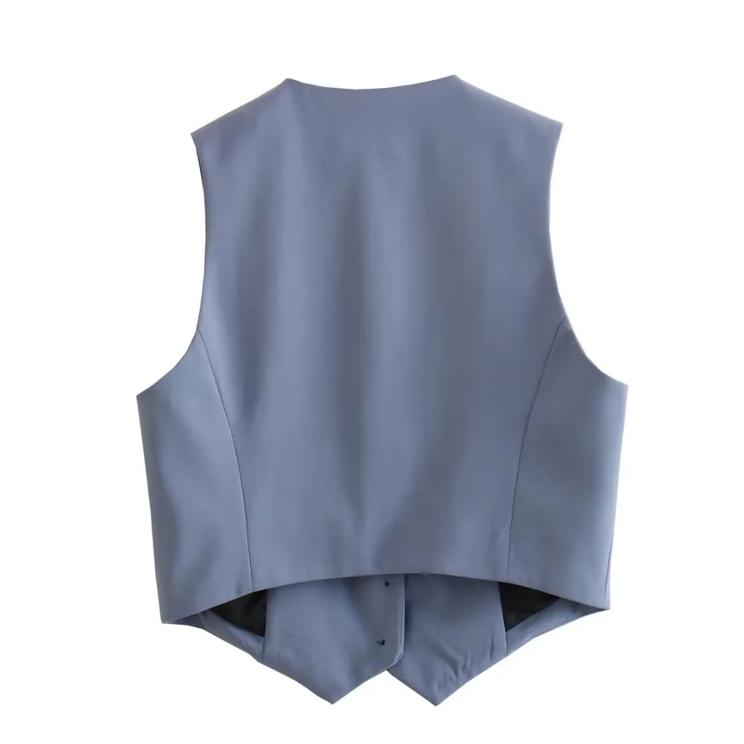 Button Down V Neck Vest