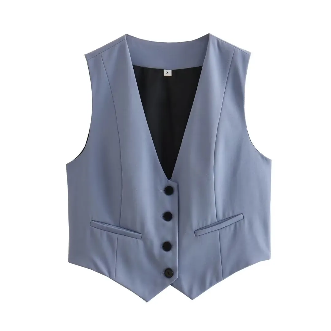 Button Down V Neck Vest