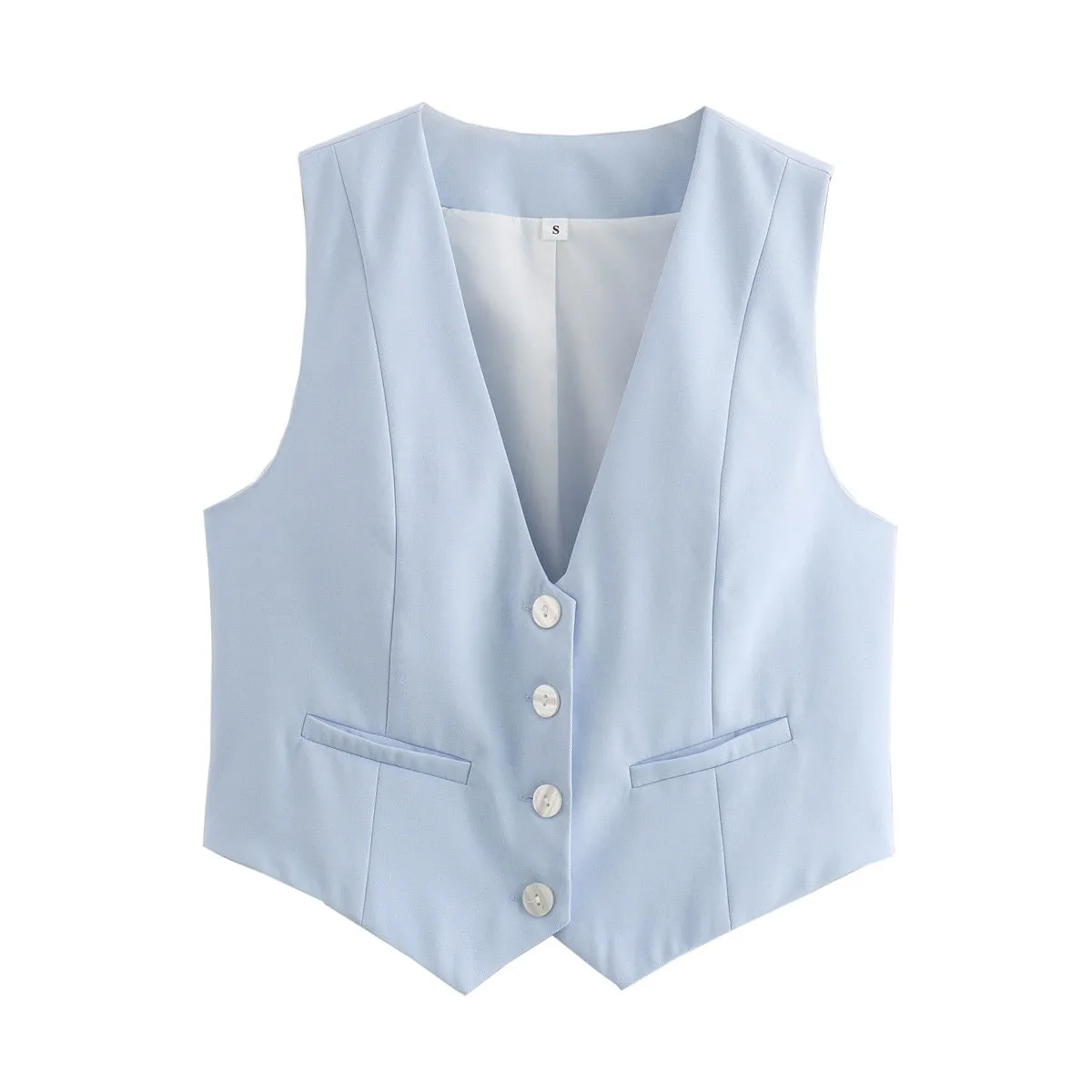 Button Down V Neck Vest