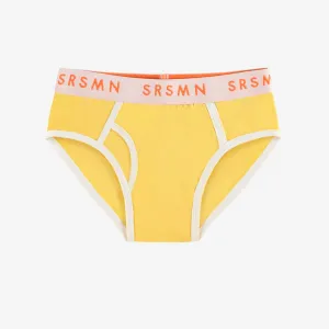 Caleçon jaune uni en jersey, enfant || Plain yellow brief in jersey, child