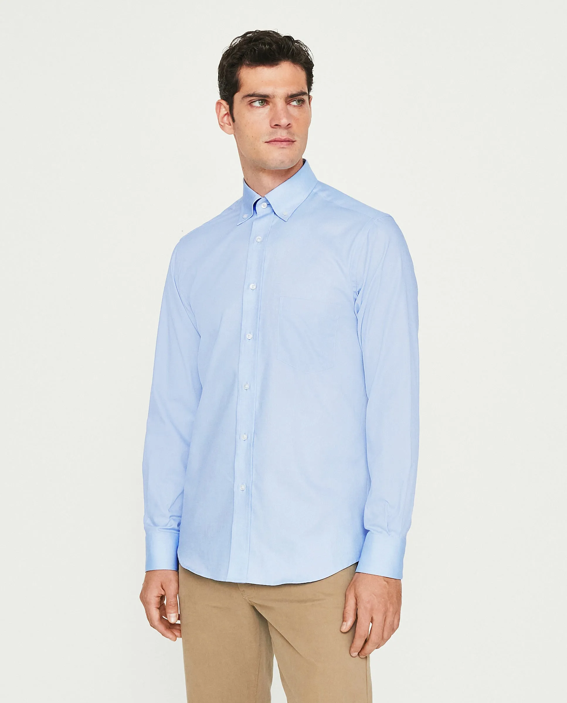 Camisa casual oxford manga larga azul