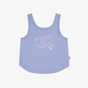 Camisole bleu lavande à bretelles minces avec bas arrondi en coton, enfant || Lavender blue tank top with thin straps and a rounded bottom, child