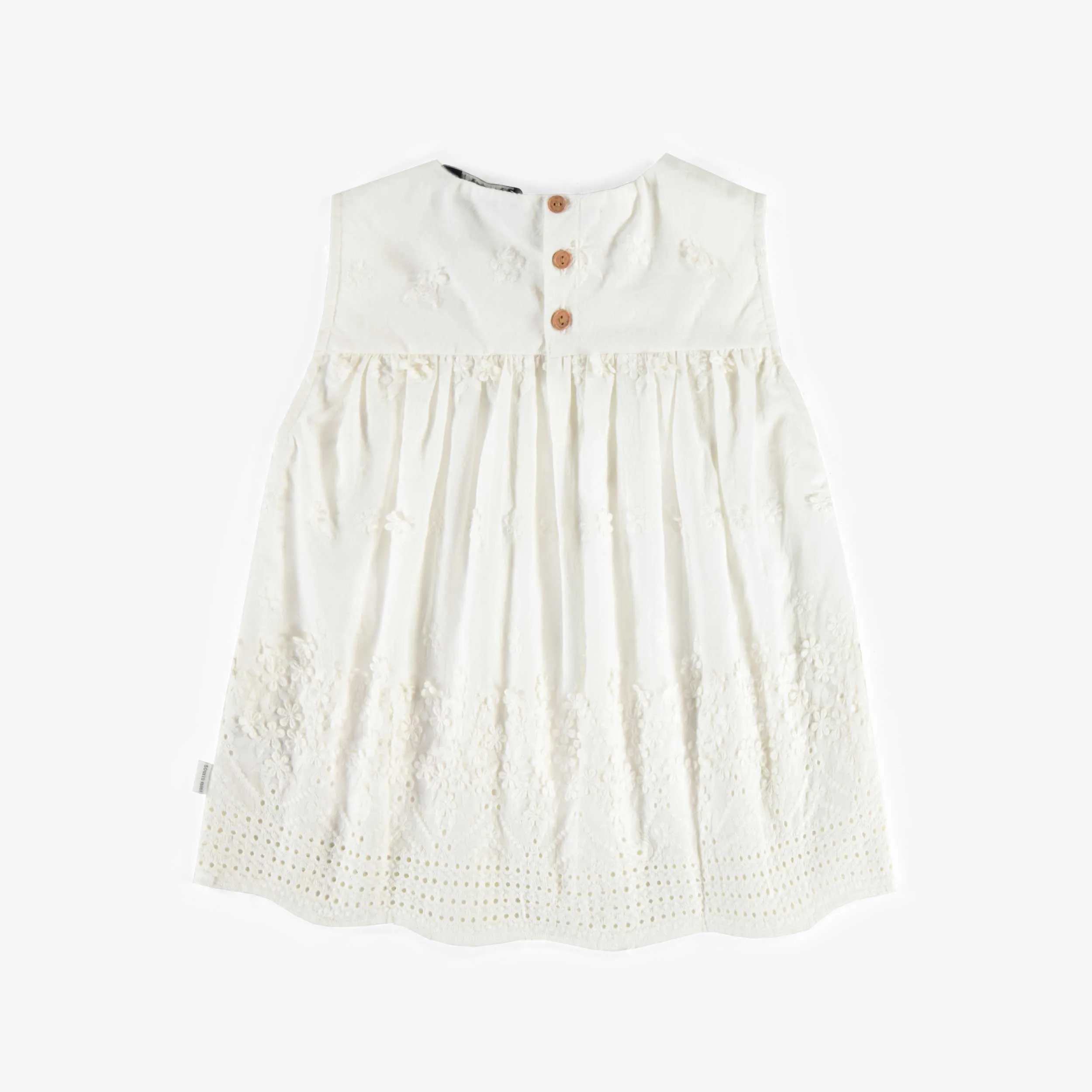 Camisole crème avec broderies en voile de coton, enfant || Cream tank top with embroideries in cotton veil, child