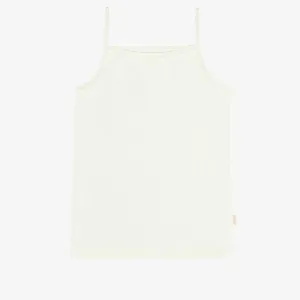 Camisole crème uni avec petites fleurs en Pointel, enfant  || Cream camisole with little hearts in jersey, child
