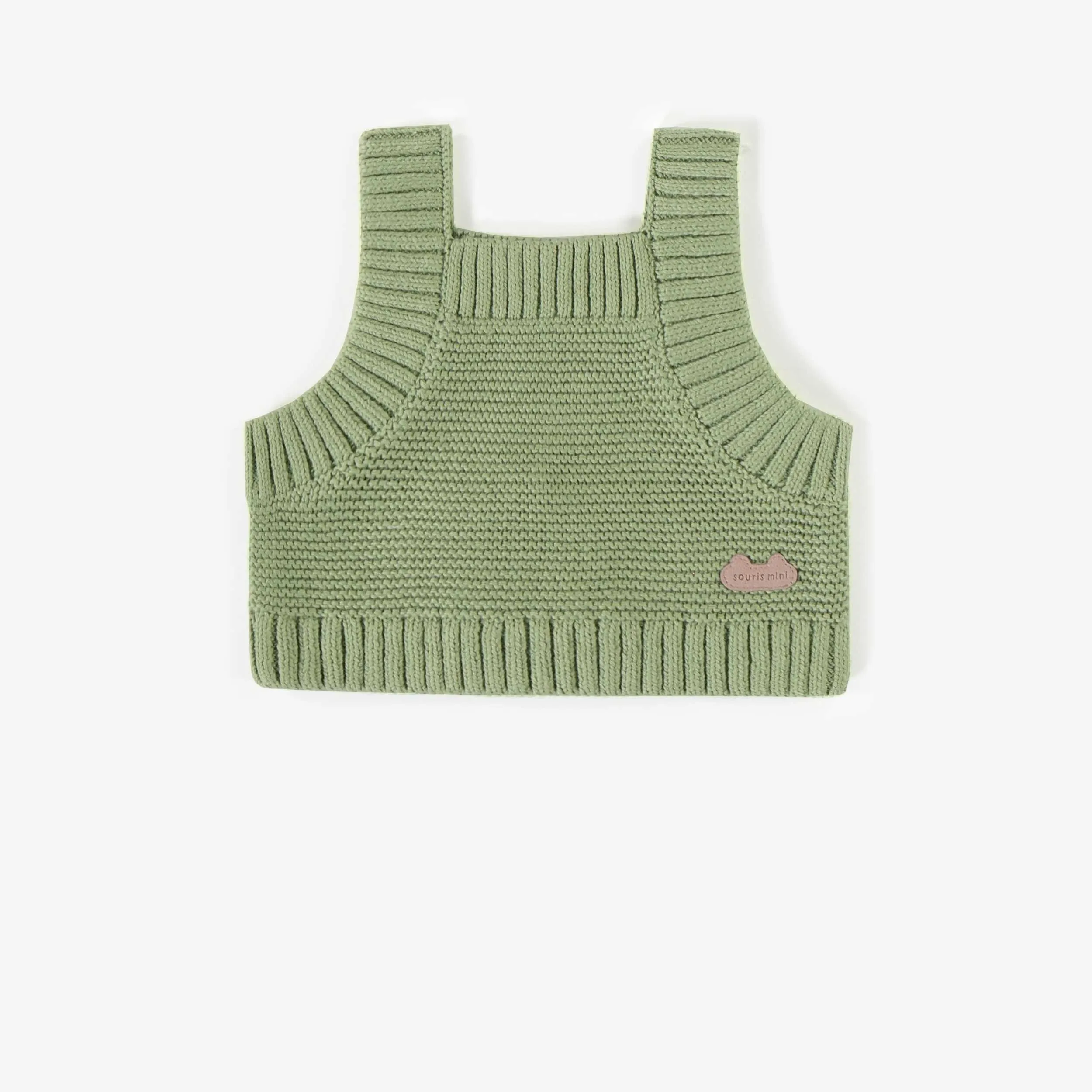 Camisole verte en maille, naissance || Green tank top in knitwear, newborn