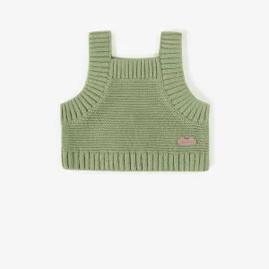 Camisole verte en maille, naissance || Green tank top in knitwear, newborn