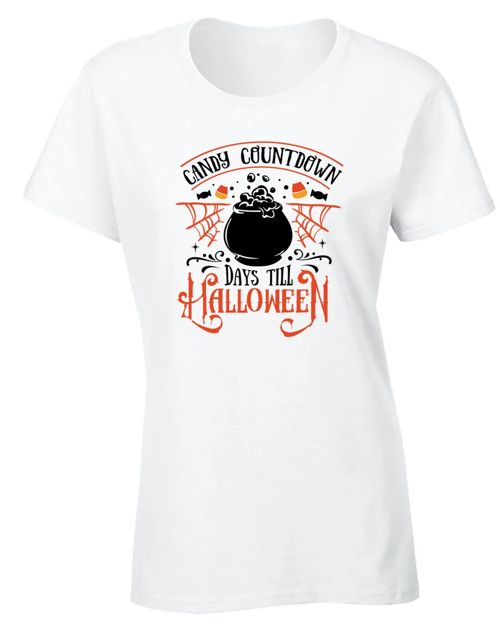 Candy countdown days till Halloween women t-shirt