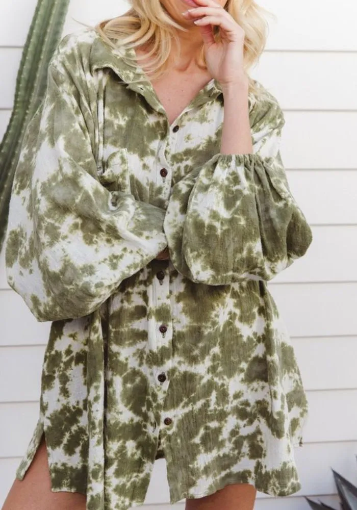 Capri Shirt Dress- Cactus Tie Dye