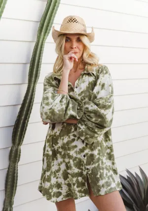 Capri Shirt Dress- Cactus Tie Dye