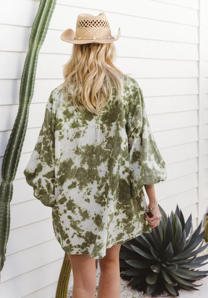 Capri Shirt Dress- Cactus Tie Dye
