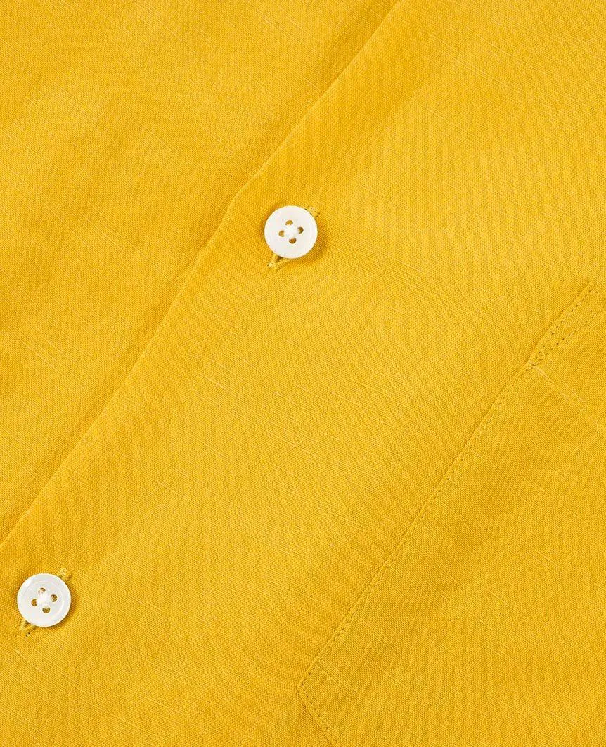 Catown Vintage Yellow Short Sleeve Buttondown Shirt