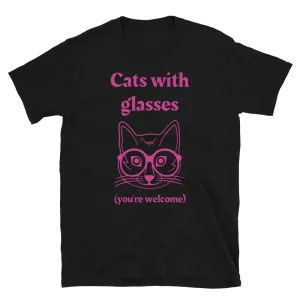 Cats with Glasses Funny Meme T-Shirt