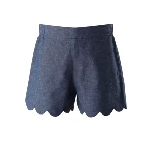 Chambray Scalloped Shorts