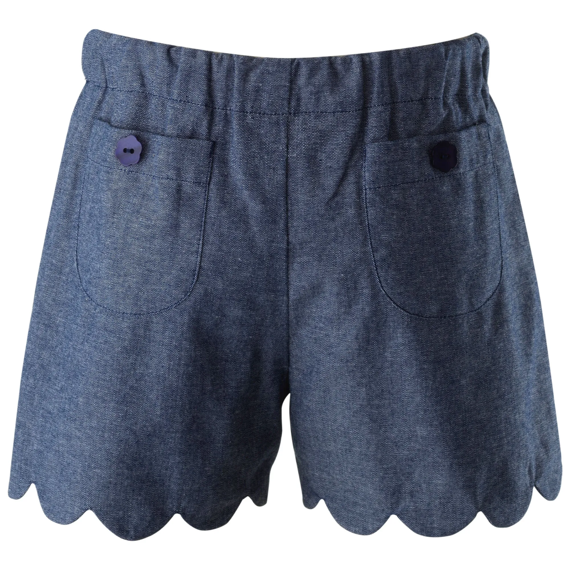 Chambray Scalloped Shorts