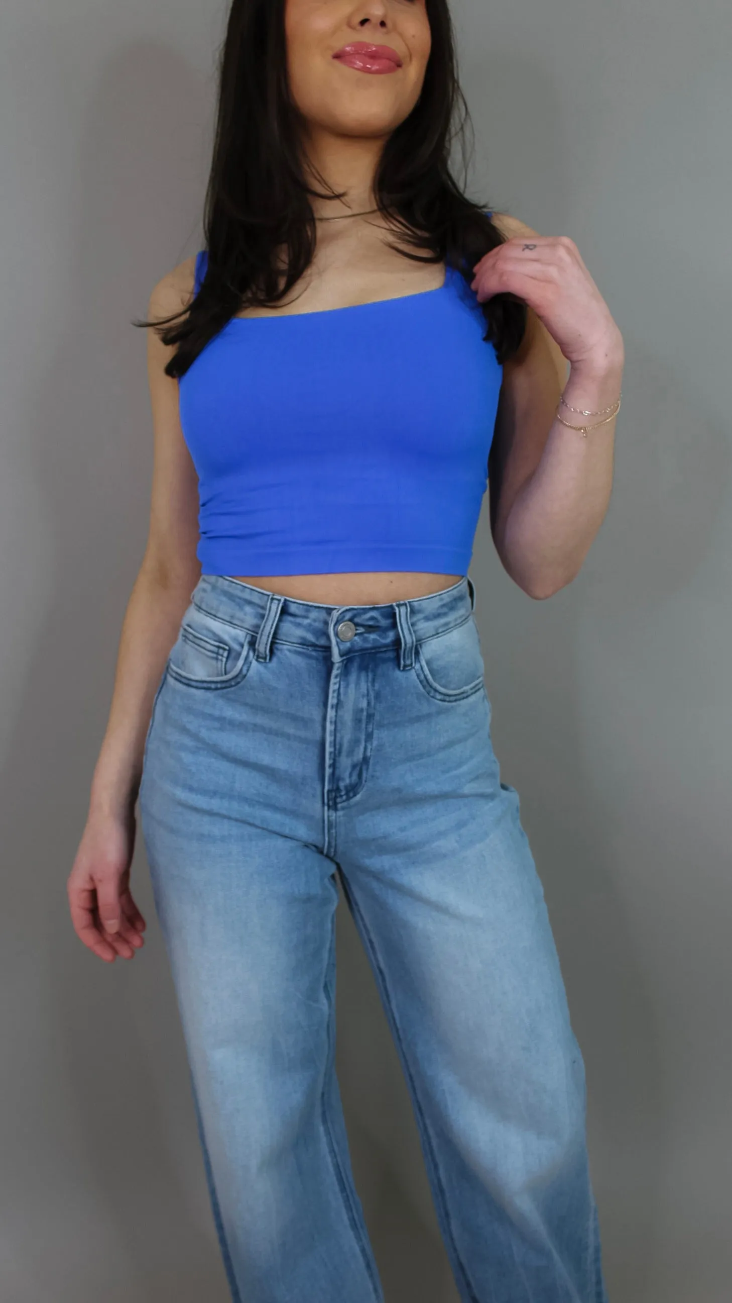 Chelle Square Neck Tank Top - Royal Blue