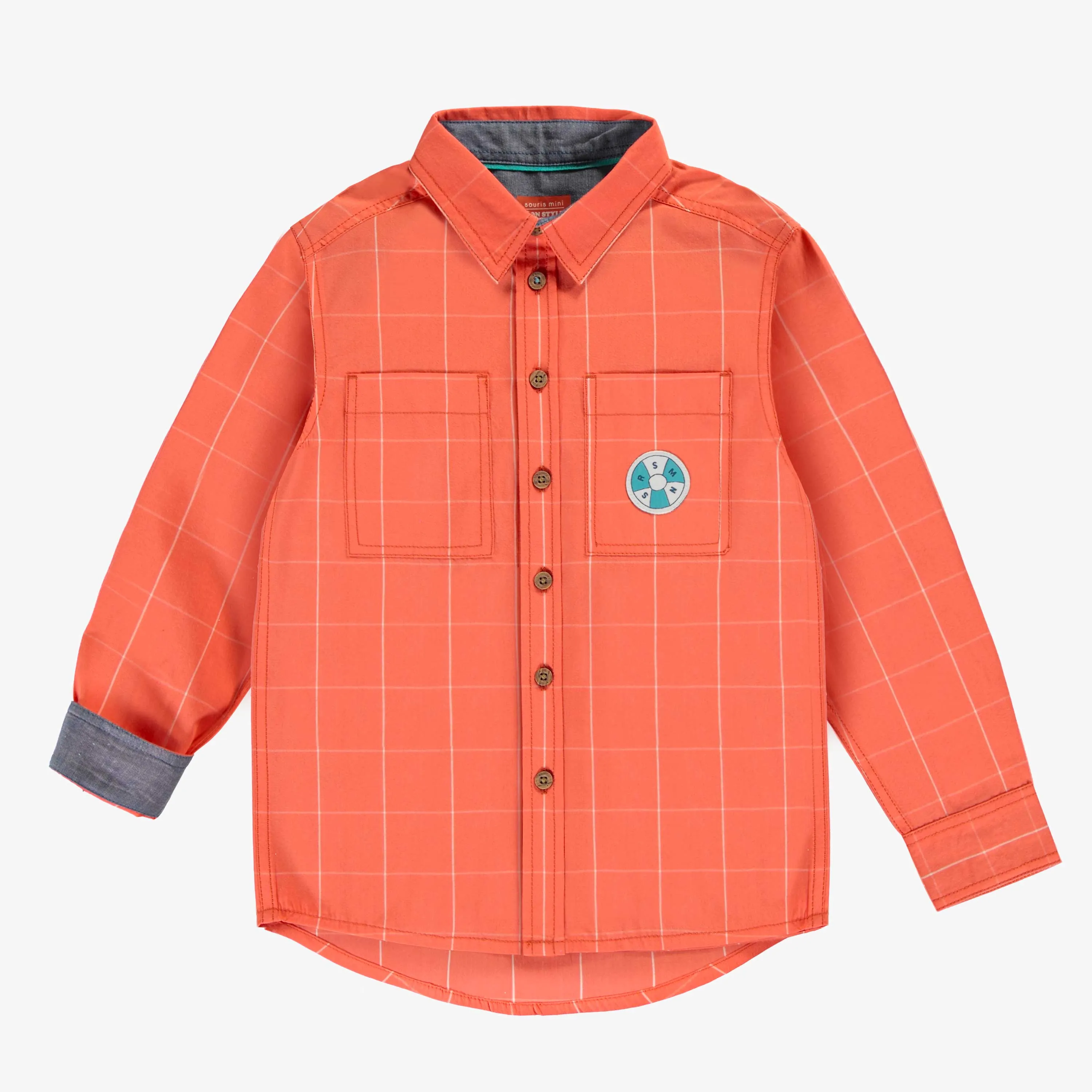 Chemise orange à carreaux, enfant ||Orange plaid shirt, child