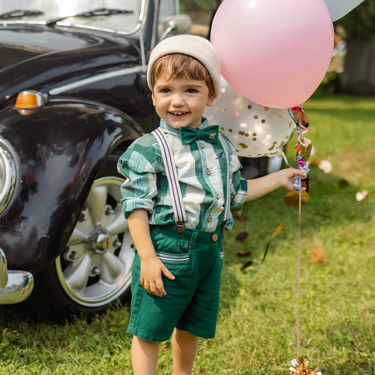 Chemise verte et turquoise à carreaux, bébé || Green and turquoise plaid shirt, baby