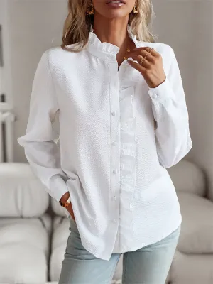 Chic Stylish Button Up Ruffle Blouses for Ladies
