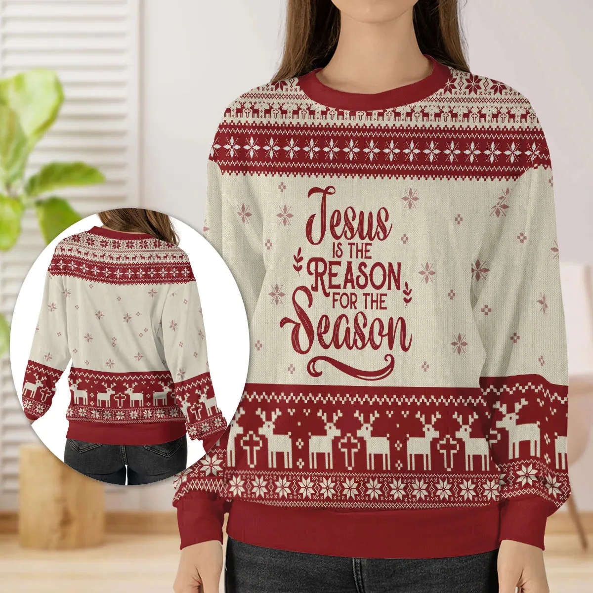 Christianartbag 3D Sweater, Jesus Is The Reason For The Season, Unisex Sweater, Christmas Gift.