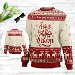 Christianartbag 3D Sweater, Jesus Is The Reason For The Season, Unisex Sweater, Christmas Gift.