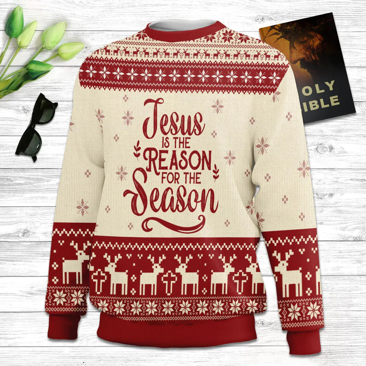Christianartbag 3D Sweater, Jesus Is The Reason For The Season, Unisex Sweater, Christmas Gift.