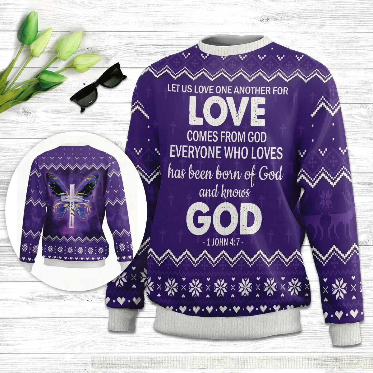Christianartbag 3D Sweater, veryone Who Loves Has Been Born Of God And Knows God 1 John 4:7, Unisex Sweater, Christmas Gift.
