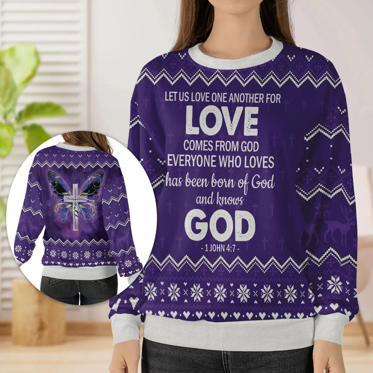 Christianartbag 3D Sweater, veryone Who Loves Has Been Born Of God And Knows God 1 John 4:7, Unisex Sweater, Christmas Gift.