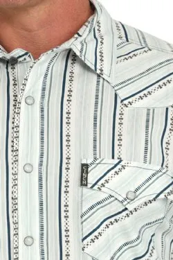 Cinch Men's Long Sleeve Modern Fit Stripe Snap Front Western Shirt - White