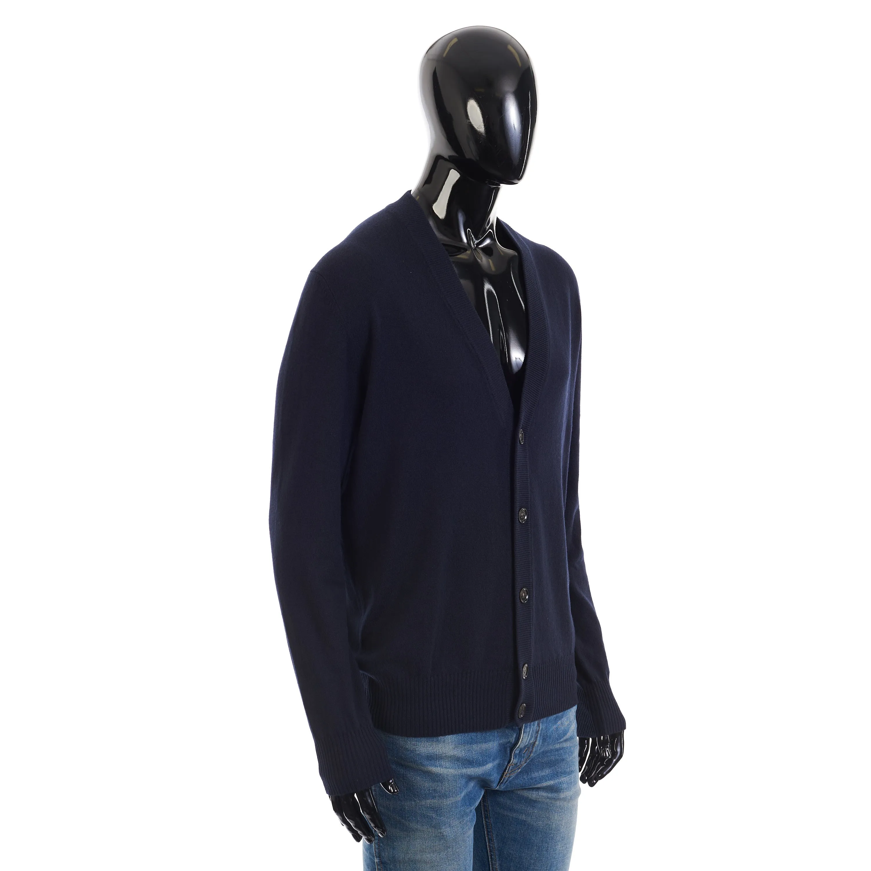 Classic Cardigan In Navy Blue Baby Cashmere