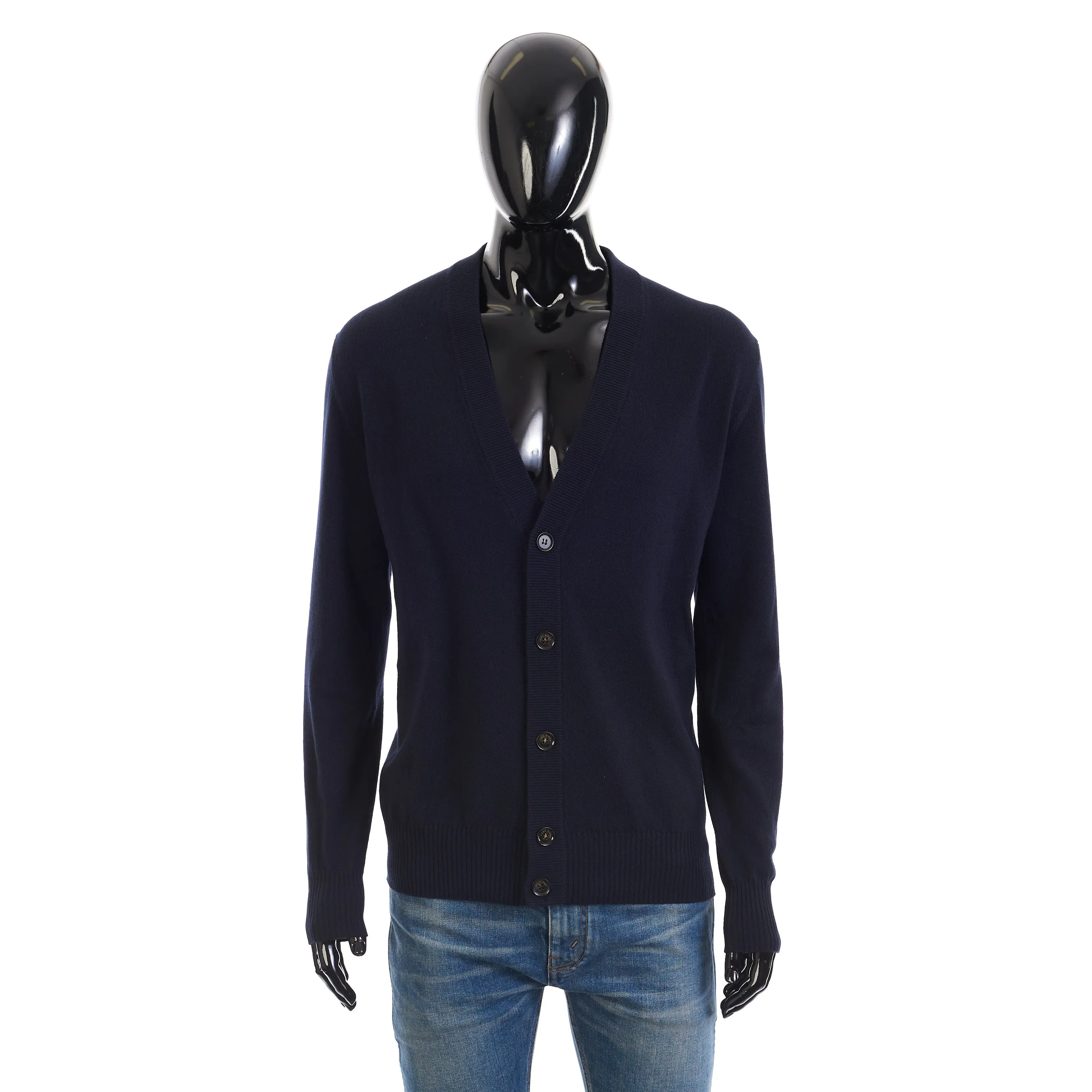 Classic Cardigan In Navy Blue Baby Cashmere