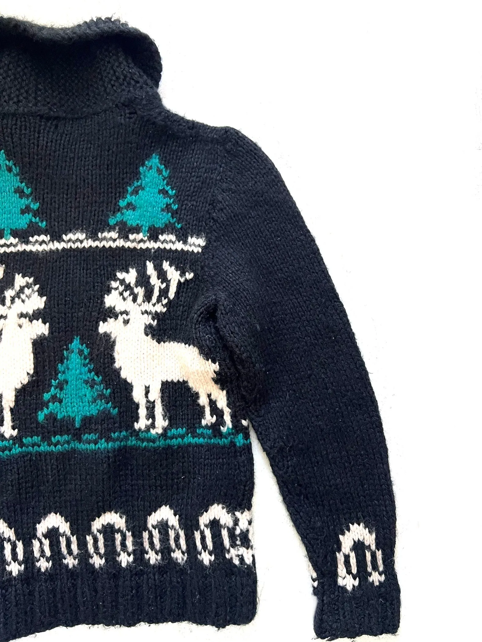 Classic Cowichan Wool Cardigan - Black Caribou