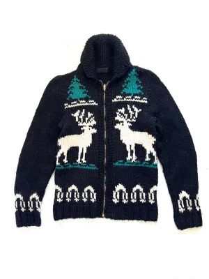 Classic Cowichan Wool Cardigan - Black Caribou