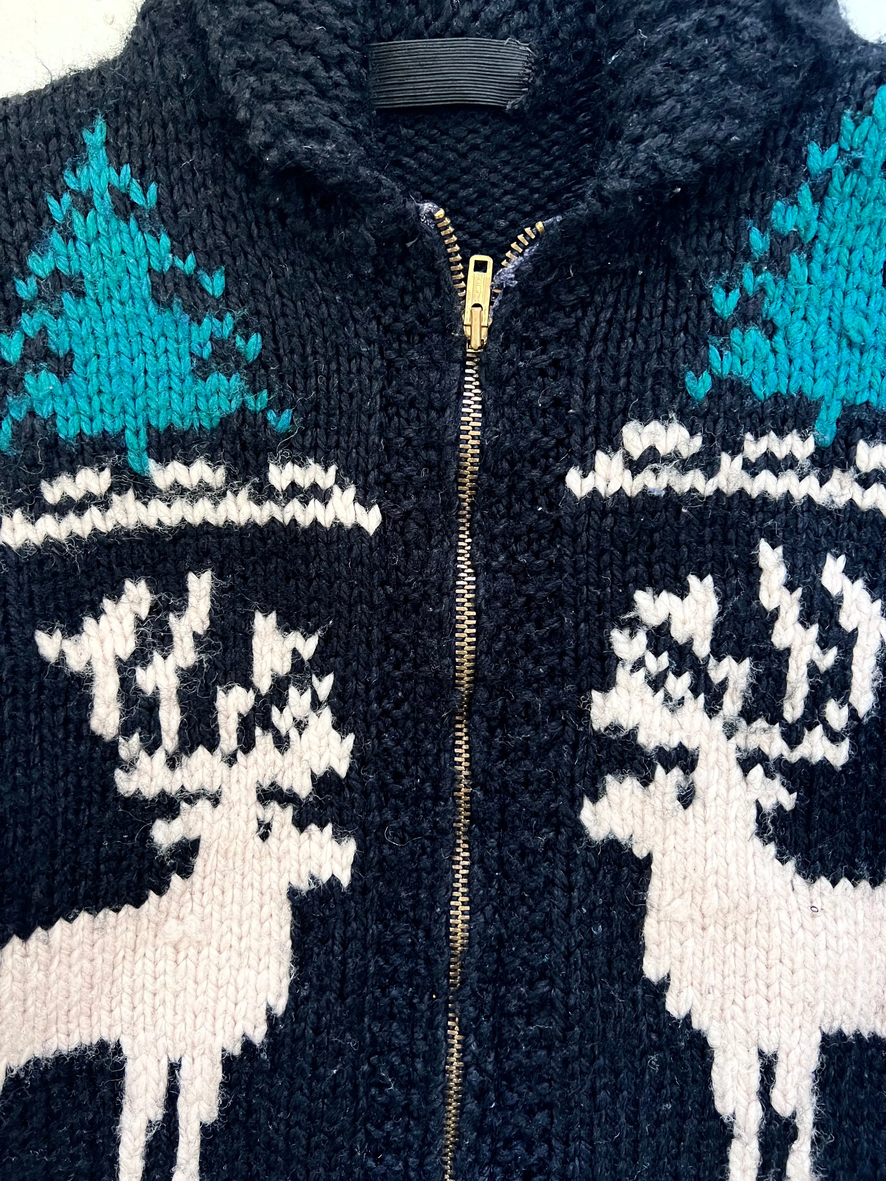 Classic Cowichan Wool Cardigan - Black Caribou