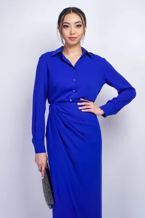 Cobalt Blue Button Up Jennifer Dress Shirt